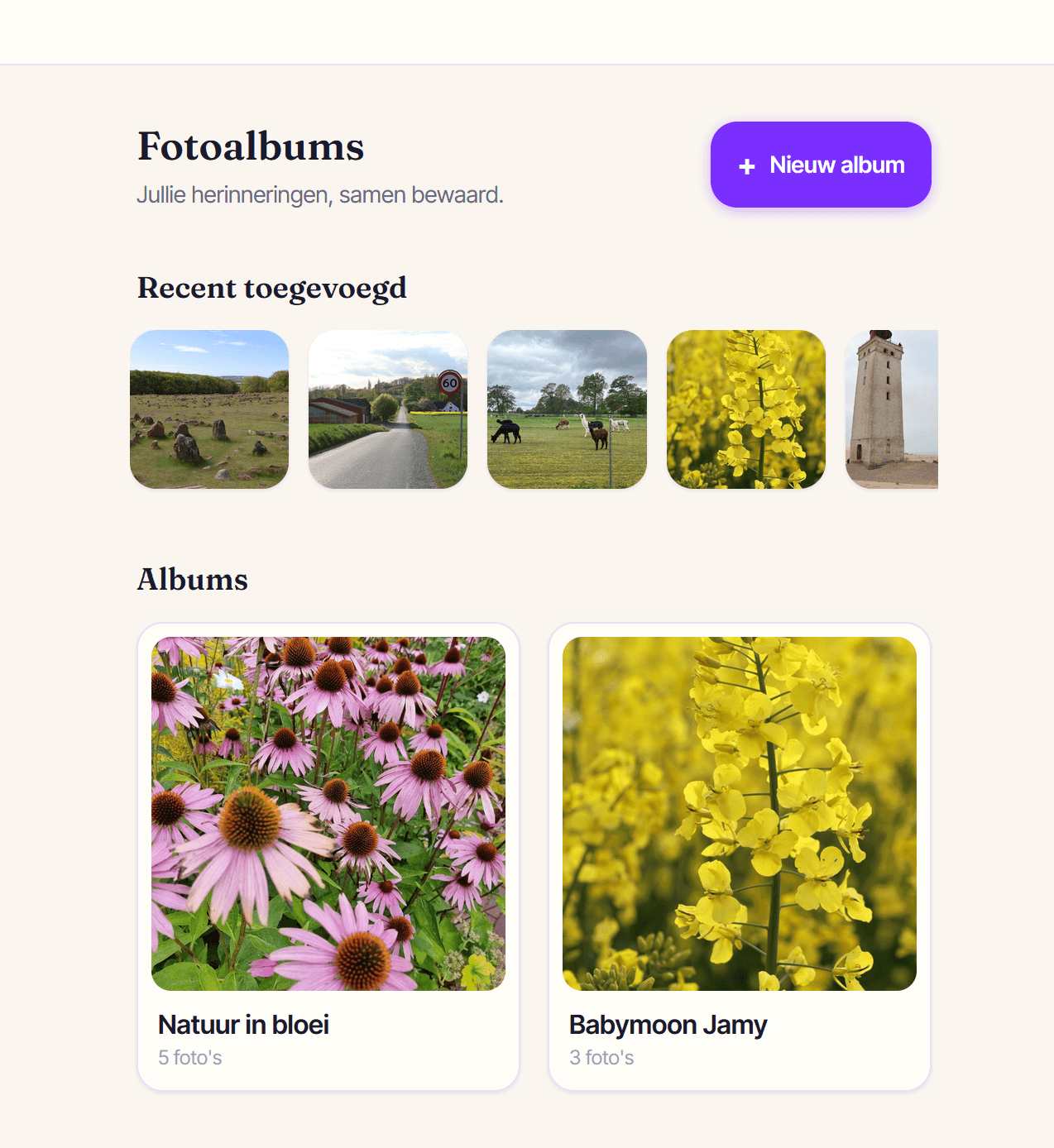 Schermafbeelding: Fotoalbums